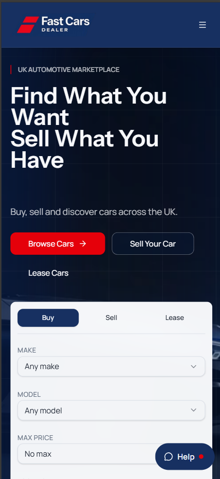 Fast Cars Dealer mobile website